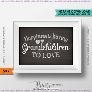 Grandchildren Sign, Happiness is Having Grandchildren to Love, Gift for Grandparents Gift, Grandkid, Instant Download Digital Printable File