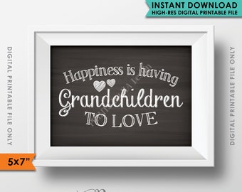 Grandchildren Sign, Happiness is Having Grandchildren to Love, Gift for Grandparents Gift, Grandkid, Instant Download Digital Printable File