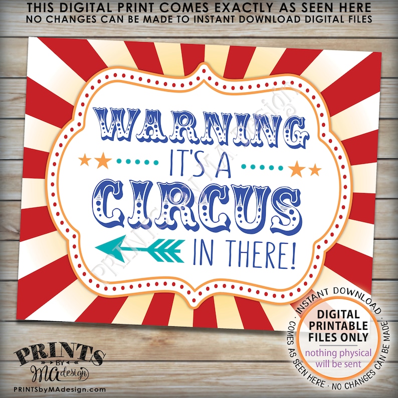 Circus Entrance Sign, Warning It's a Circus in There Birthday Entrance ...