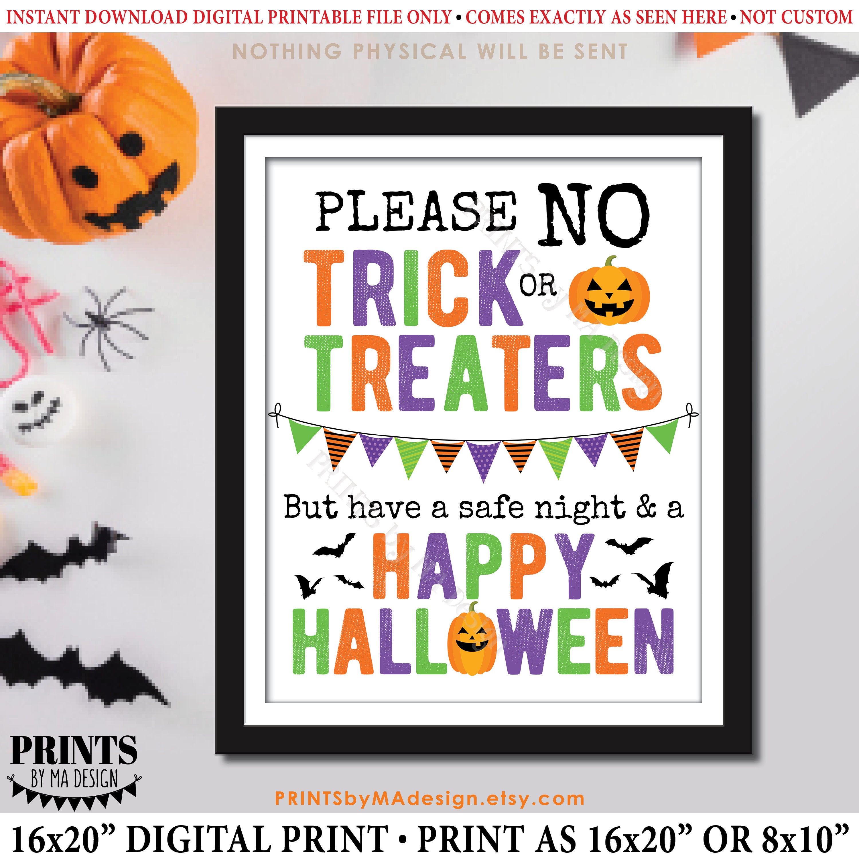 No Trick Or Treaters Sign Halloween Front Door Sign Yard Sign 