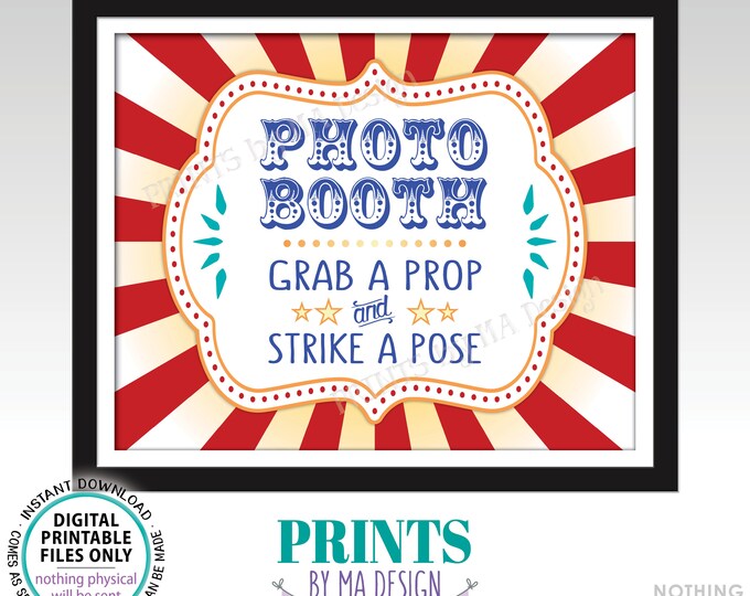 Photobooth Sign, Carnival Theme Party Sign, Circus Theme Party Game, Landscape PRINTABLE 8x10/16x20” Carnival Photo Booth Sign <ID>