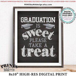 Graduation Party Decoration, Graduation is Sweet Please Take a Treat Grad Party Sign, PRINTABLE 8x10” Chalkboard Style Graduation Sign &lt;ID&gt;