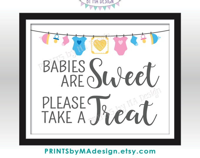 Babies are Sweet Please Take a Treat, Sweet Treats Baby Shower Sign, Gender Neutral Clothesline, PRINTABLE 8x10” Sign, Digital File  <ID>