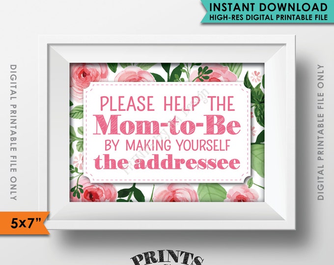 Baby Shower Address Envelope Sign, Help the Mom-to-Be Address an envelope, Vintage Floral Shower 5x7" Instant Download Digital Printable