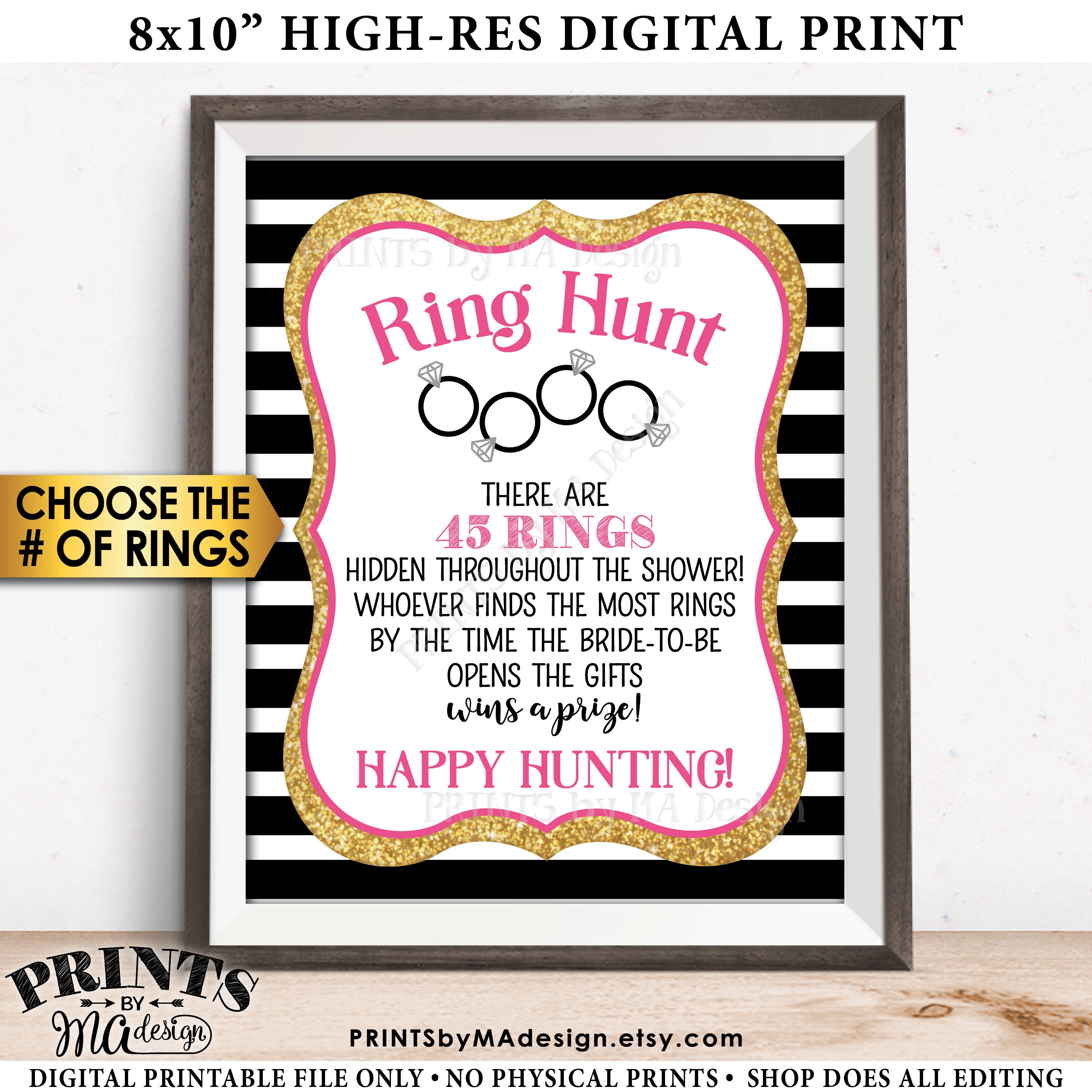 Ring Hunt Game, Ring Hunt Sign, Bridal Shower Game Ring Scavenger Hunt Game for Wedding Shower