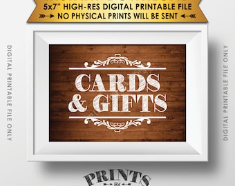 Cards and Gifts Sign, Gifts Table, Gifts and Cards Wedding Sign, Birthday, Anniversary, PRINTABLE 5x7” Rustic Wood Style Sign <ID>