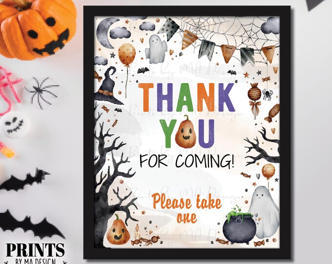 Thank You for Coming Sign, Halloween Party, PRINTABLE 8x10/16x20” Watercolor Style Sign <ID>