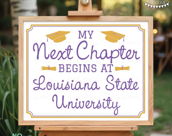 High School Graduation Party Decoration, My Next Chapter Begins at College Name, Custom Colors, PRINTABLE 16x20” Grad Party Poster