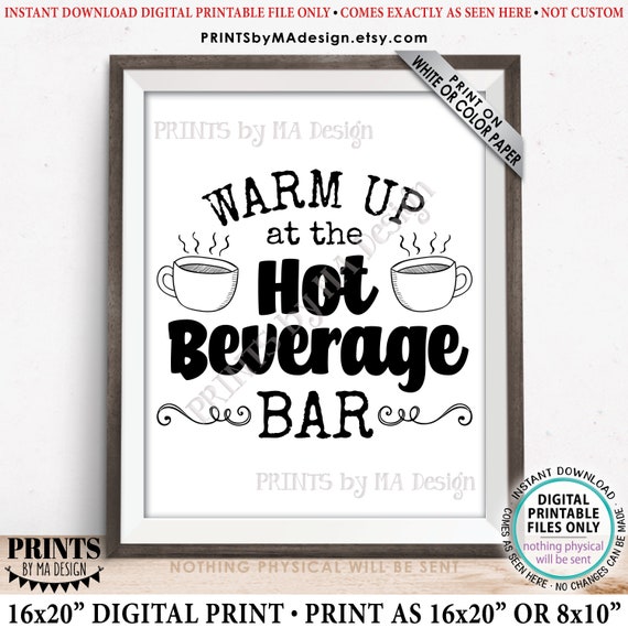 Hot Beverage Bar Sign Chocolate Station Cocoa Drink Display Etsy