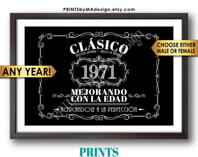 Spanish Vintage Birthday Sign, Better with Age Decorations, Cumpleaños, Liquor Themed Party, PRINTABLE Black & White 24x36” Digital File