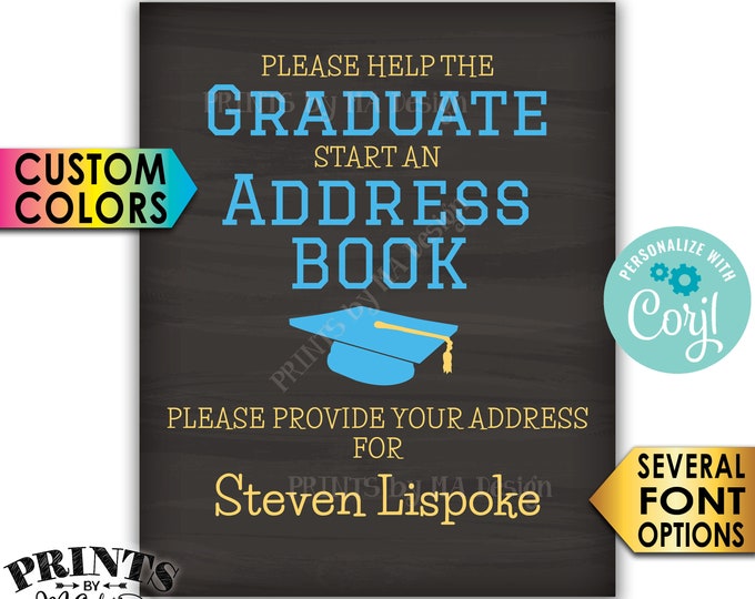 Graduation Address Book Sign, Graduation Party, PRINTABLE 8x10/16x20” Chalkboard Style Sign <Edit Yourself with Corjl>