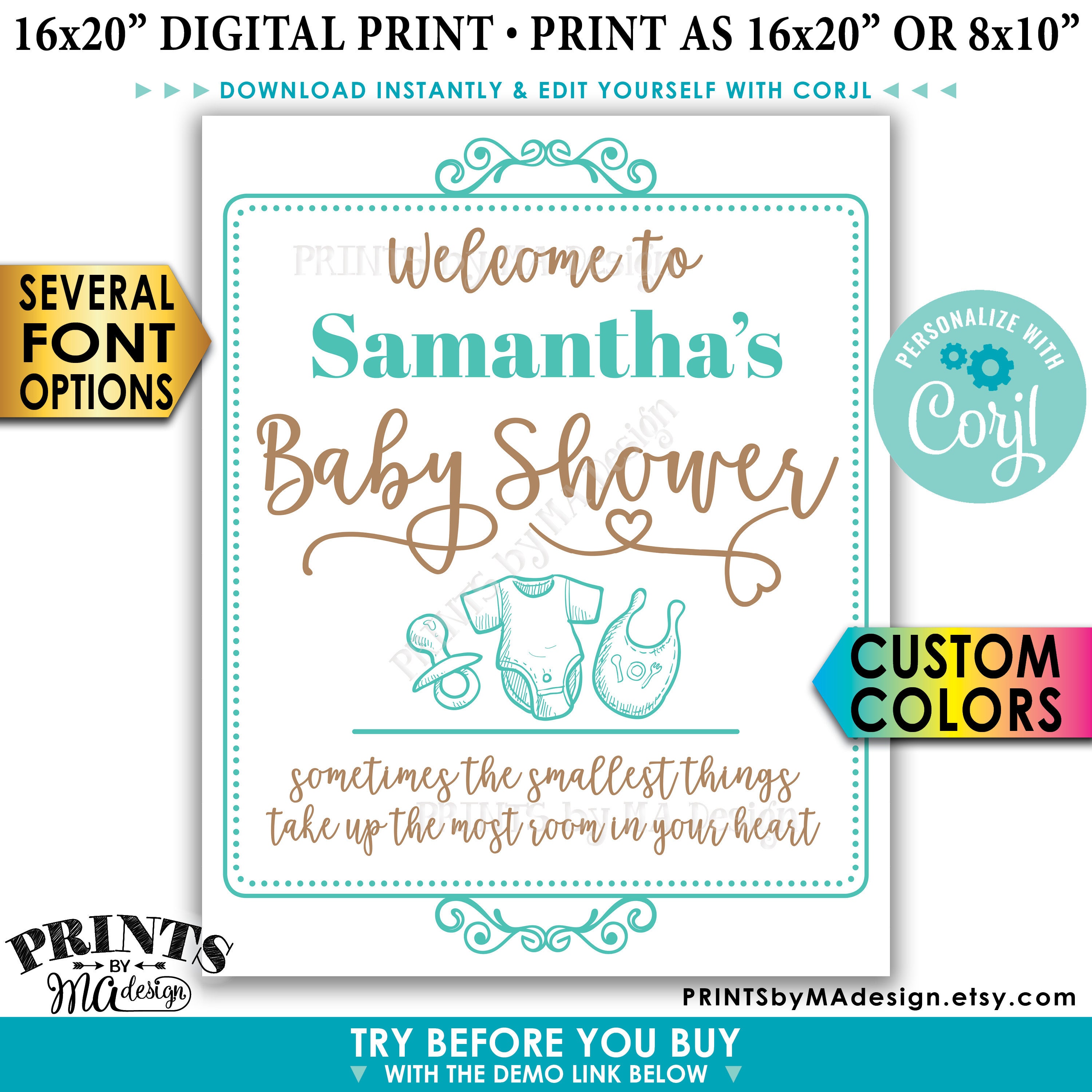 Baby Shower Sign, Custom PRINTABLE 8x10/16x20” Baby Shower
