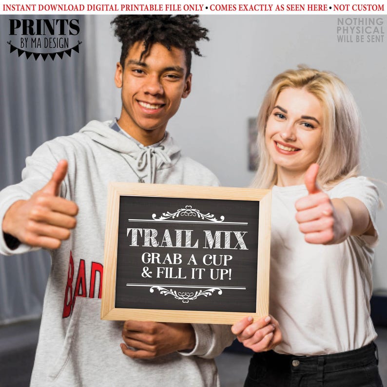 Trail Mix Sign, Make Your Own Trail Mix, Grab a Cup & Fill It Up ...