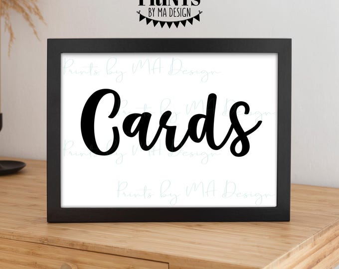 Cards Sign, Gift Table Sign, Wedding Gifts, Birthday Party, Graduation Party Decoration, PRINTABLE 5x7” Sign, B&W <ID>