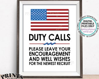 Military Party Decor, Leave your Encouragement and Well Wishes, US Military Boot Camp, Patriotic, Armed Forces, PRINTABLE 11x14” Sign <ID>
