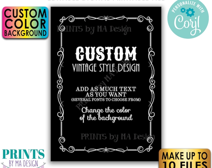 Custom Vintage Style Sign, Better with Age Liquor Themed Party, Color Background, Up to 10 PRINTABLE 5x7” Signs <Edit Yourself with Corjl>