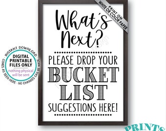 Bucket List Suggestions Sign, Retirement, Graduation, Bon Voyage, Birthday, Future Plans, Wedding, PRINTABLE 24x36” Bucket List Sign <ID>