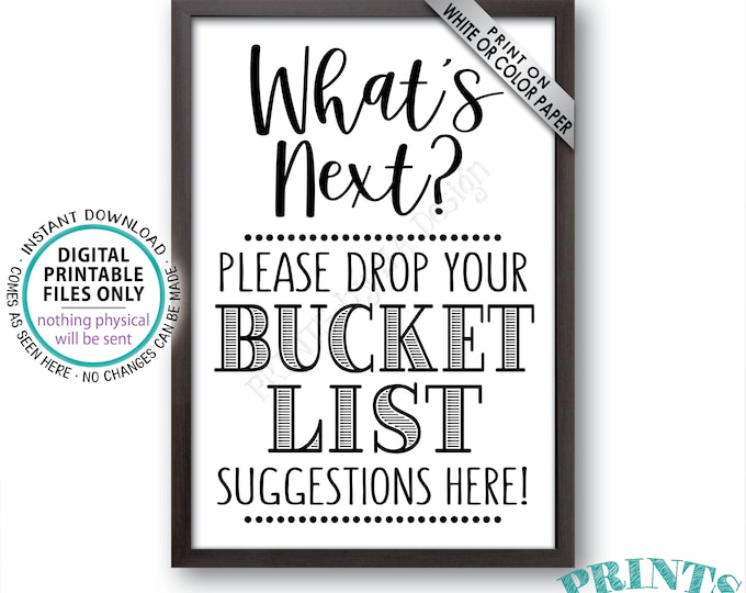 Bucket List Suggestions Sign, Retirement, Graduation, Bon Voyage, Birthday, Future Plans, Wedding, PRINTABLE 24x36” Bucket List Sign <ID>