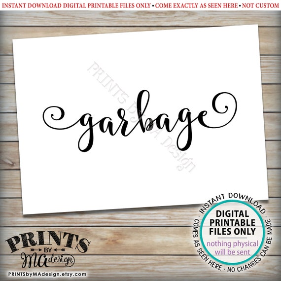 Garbage and Recyclable Signs, Trash & Recycling, Party Clean up