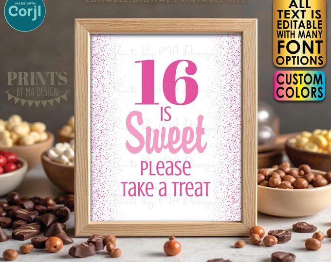 Editable Sweet Treat Sign, Any Number Birthday Anniversary, Custom PRINTABLE 8x10/16x20" Please Take a Treat Sign <Edit Yourself w/Corjl>