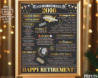 Back in the Year 2016 Retirement Party Poster Board, Flashback to 2016 Sign, PRINTABLE 16x20” Retirement Party Decoration <ID>