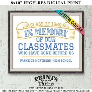 In Memory Sign for Reunion Memorial, In Memoriam of the Classmates Who Have Gone Before Us, PRINTABLE 8x10” Deceased Classmate Memory Sign