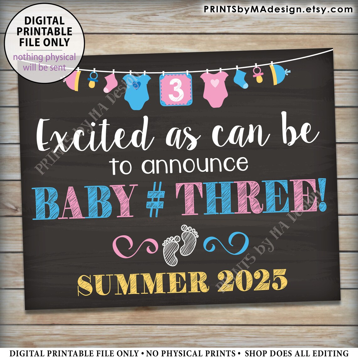 Baby Number 3 Pregnancy Announcement Baby 3 Expecting Third | Etsy