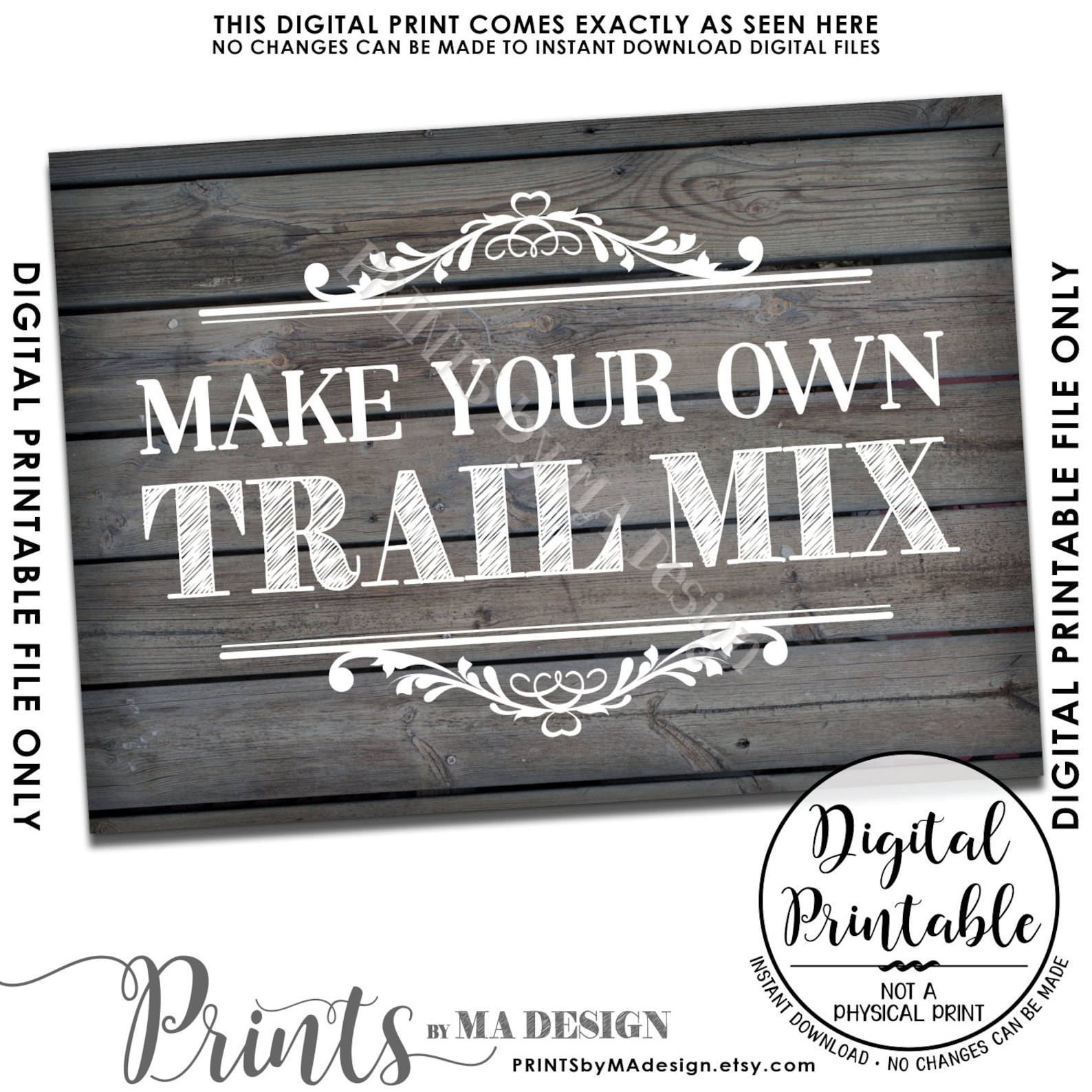 Trail Mix Sign, Make Your Own Trail Mix Sign, Wedding Treat Sign ...