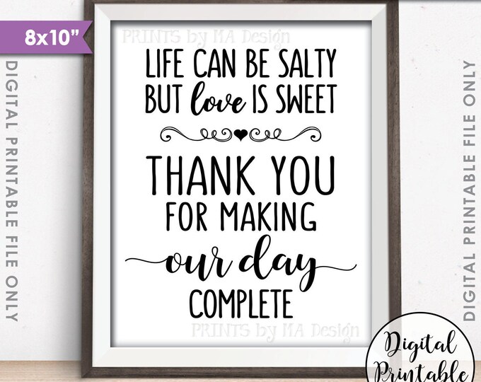 Popcorn Sign, Thank you for making our day Complete Sign, Life can be salty but Love is Sweet, 8x10" Instant Download Digital Printable File