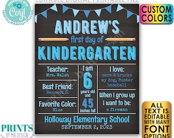 Editable 1st Day of School Sign, School Stats, Custom First Day, PRINTABLE 8x10/16x20” Back to School Photo Prop <Edit Yourself w/Corjl>