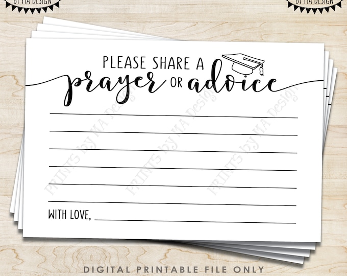 Graduation Party Card, Please Share a Prayer or Advice, Grad Advice for the Graduate, 4x6” Digital PRINTABLE File <ID>