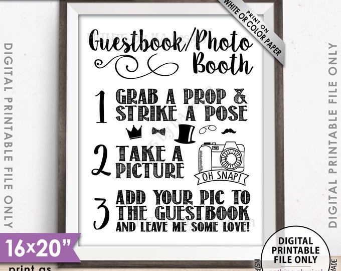 Guestbook Photobooth Sign Add photo to the Guest Book Photo Booth Sign, Leave Me Some Love, 8x10/16x20" Instant Download Printable