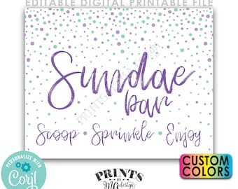 Sundae Bar Sign, Scoop Sprinkle Enjoy, Make Your Own Sundae, PRINTABLE 8x10/16x20” Ice Cream Sign <Edit the Colors Yourself with Corjl>
