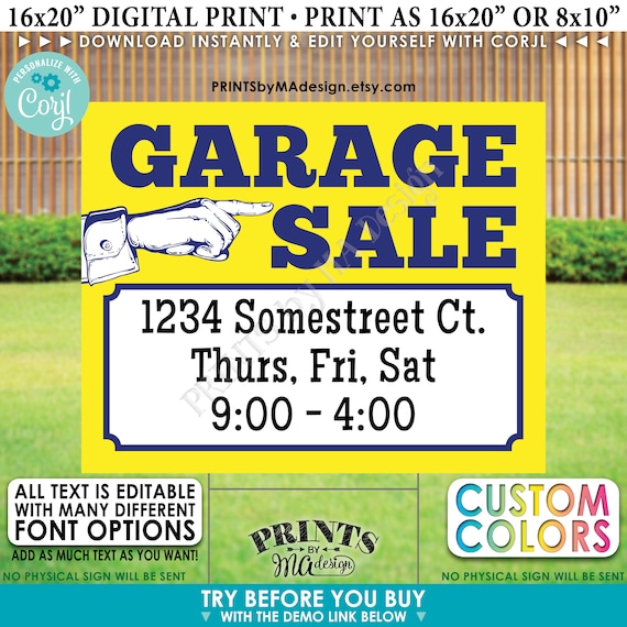 Editable Garage Sale Sign Yard Sale Custom PRINTABLE | Etsy