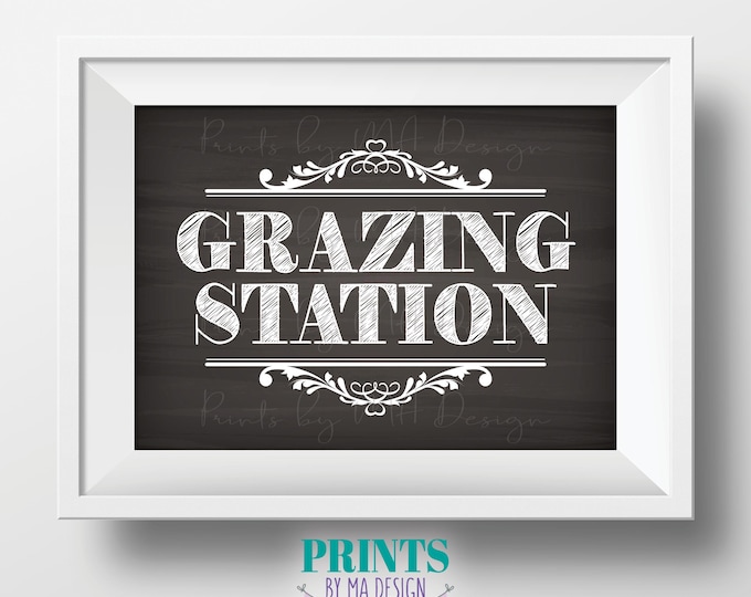 Grazing Station Sign, Help Yourself to Food, Graduation, Wedding Rehearsal, Birthday Party, PRINTABLE Chalkboard Style 5x7” Sign <ID>