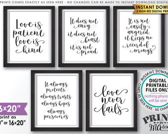 Love is Patient Love is Kind Wedding Aisle Signs, 1 Corinthians 13, Love Never Fails, Set of Five PRINTABLE 8x10/16x20”  Wedding Signs <ID>