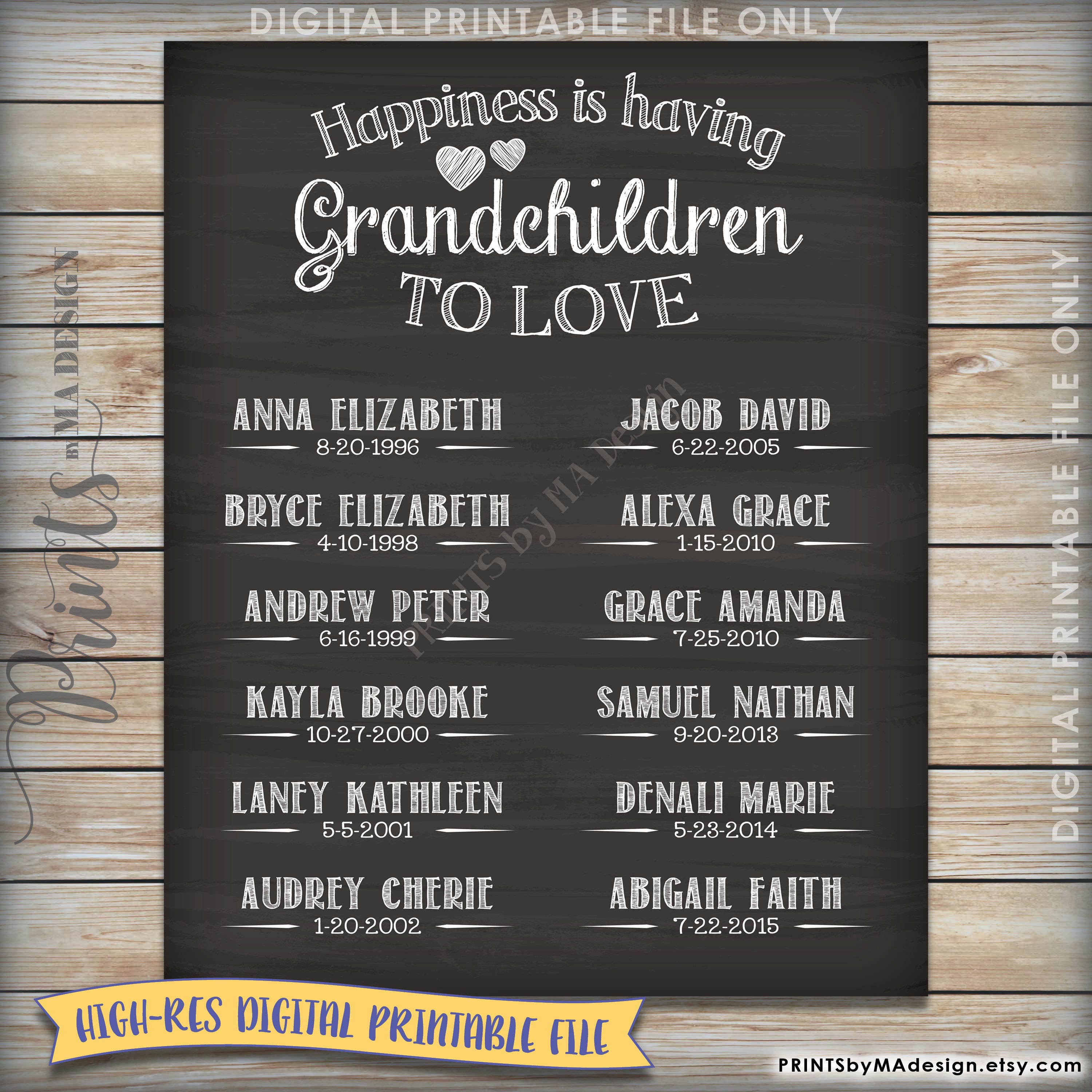 Grandchildren Sign, Personalized Grandkids Sign with Names ...