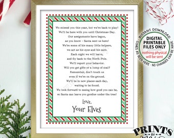 Welcome Back Letter to Kids from their Christmas Elves, The Elves have Returned, Elf Hello Letter, PRINTABLE 8.5x11” Sign <Instant Download>