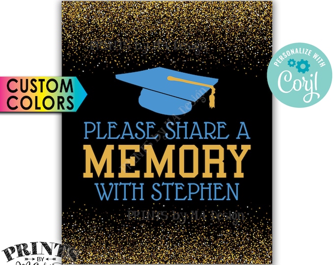 Share a Memory Sign, Share a Favorite Memory with the Grad, 8x10” PRINTABLE Graduation Party Decoration <Edit Yourself with Corjl>