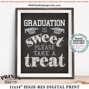 Graduation Party Decoration, Graduation is Sweet Please Take a Treat Grad Party Sign, PRINTABLE 11x14” Chalkboard Style Graduation Sign &lt;ID&gt;