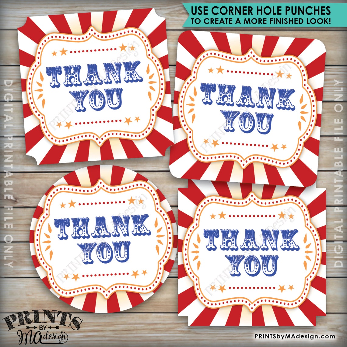 Thank You Tags Carnival Themed Party Circus Themed Carnival - Etsy