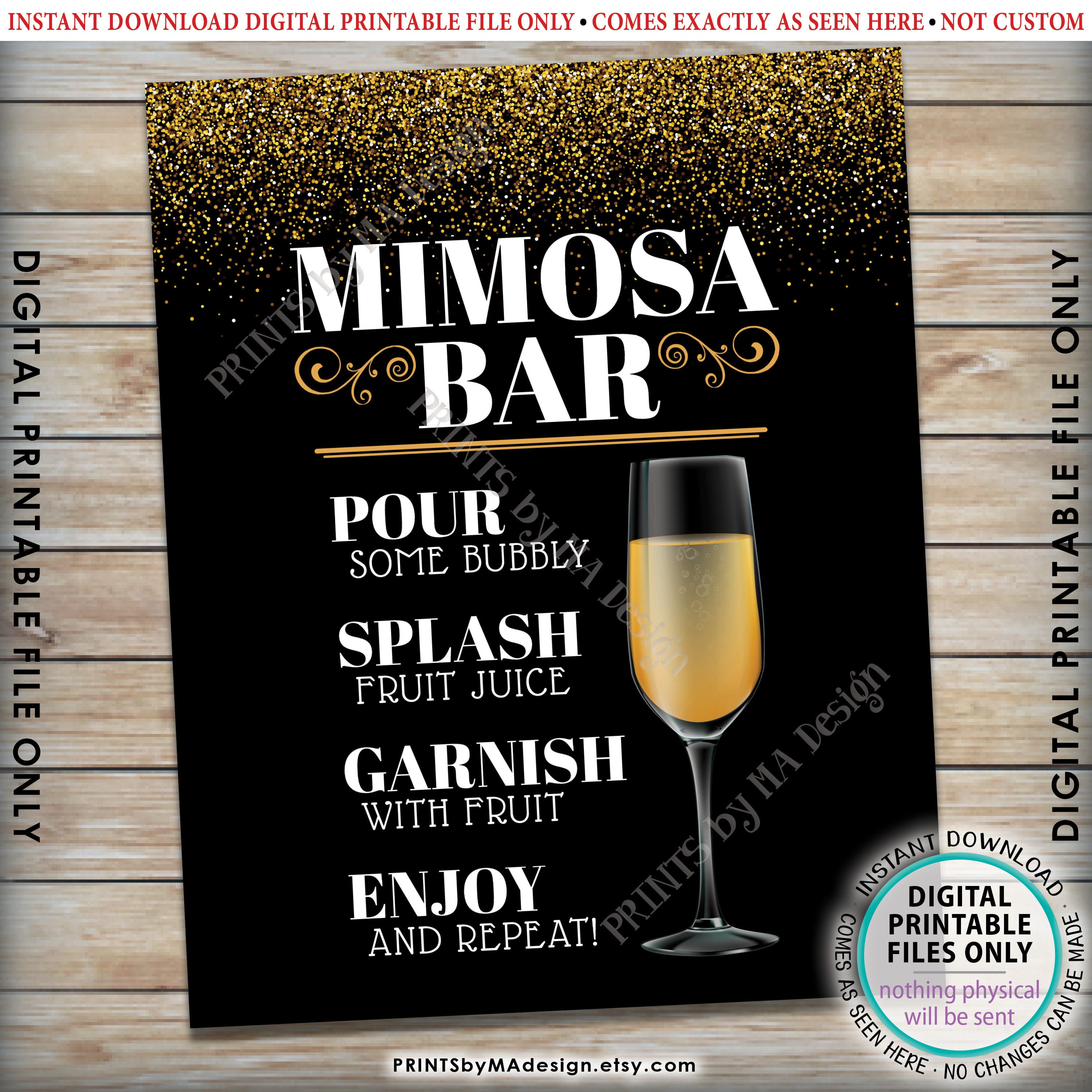 Mimosa Bar Sign Make Your Own Mimosa Sign PRINTABLE 8x10 Sign Black 