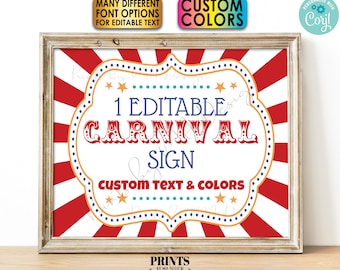 Editable Carnival Sign, Circus Theme Birthday Party Decoration, Create ONE Custom PRINTABLE 8x10/16x20” Sign <Edit Yourself with Corjl>