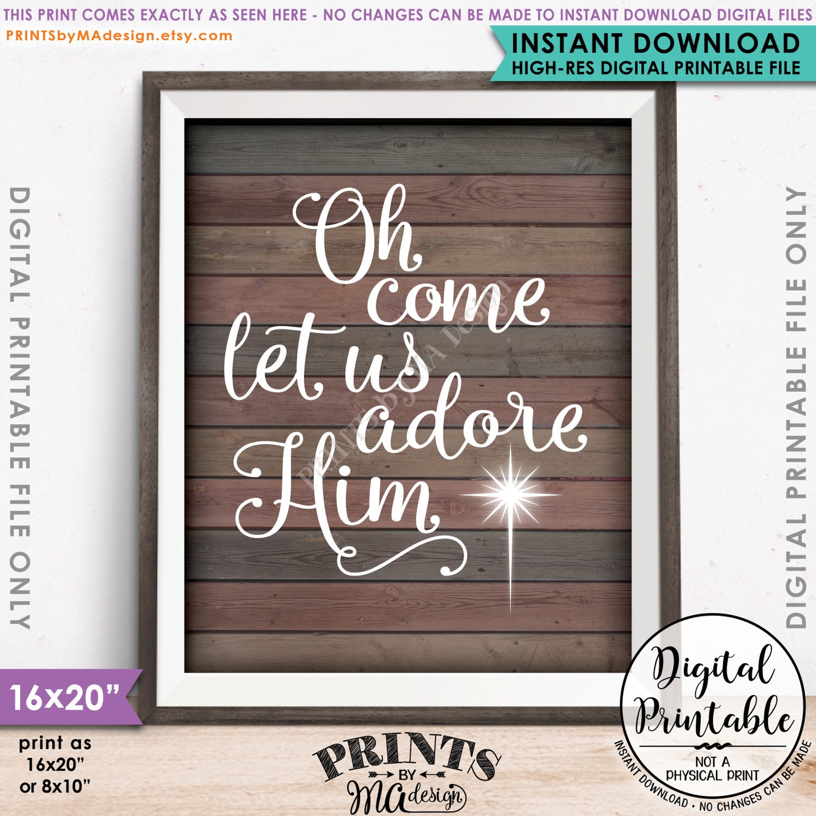 Oh Come Let Us Adore Him Sign Christmas Decor Holiday Print - Etsy