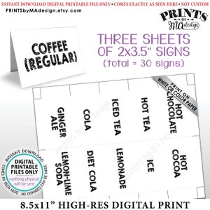 Rótulos de bebidas, bebidas não alcoólicas, refrigerantes, chá, café, água, cacau, suco, 30 rótulos de 2" x 3,5", folha de rótulos de bebidas para impressão de 8,5 x 11" <ID>