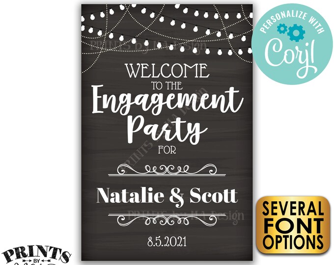 Engagement Party Sign, Custom PRINTABLE 24x36” Chalkboard Style Engagement Party Welcome Sign Decoration <Edit Yourself with Corjl>