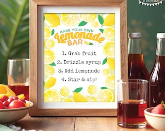 Lemonade Bar Sign, Graduation Party Decorations, Birthday, Retirement, Baby/Bridal Shower, Digital Printable 8x10/16x20” Lemonade Sign <ID>