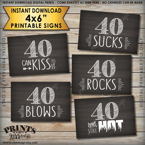 40e Verjaardag Borden 40e Candy Bar 40 Zuigt Rocks Blows Can Etsy