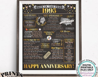 Back in the Year 1995 Anniversary Sign, Flashback to 1995 Anniversary Decor, Anniversary Gift, PRINTABLE 16x20” Poster Board <ID>