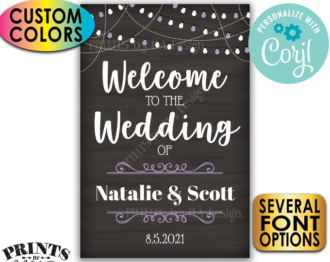 Welcome to the Wedding Sign, PRINTABLE 24x36" Chalkboard Style Wedding Entrance Sign with Custom Colors <Edit Yourself with Corjl>